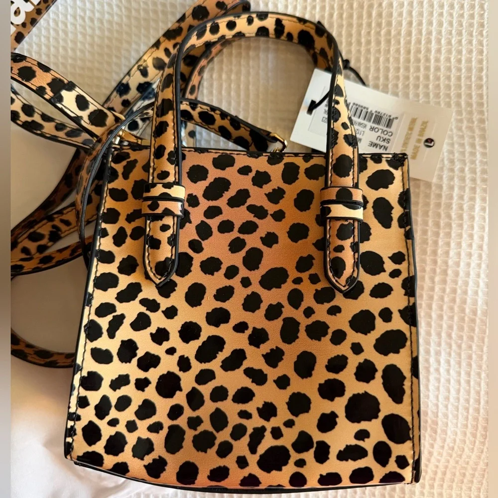Larroude Mini Phoebe Tote Bag in Cheetah Print NWT - Picture 8 of 9